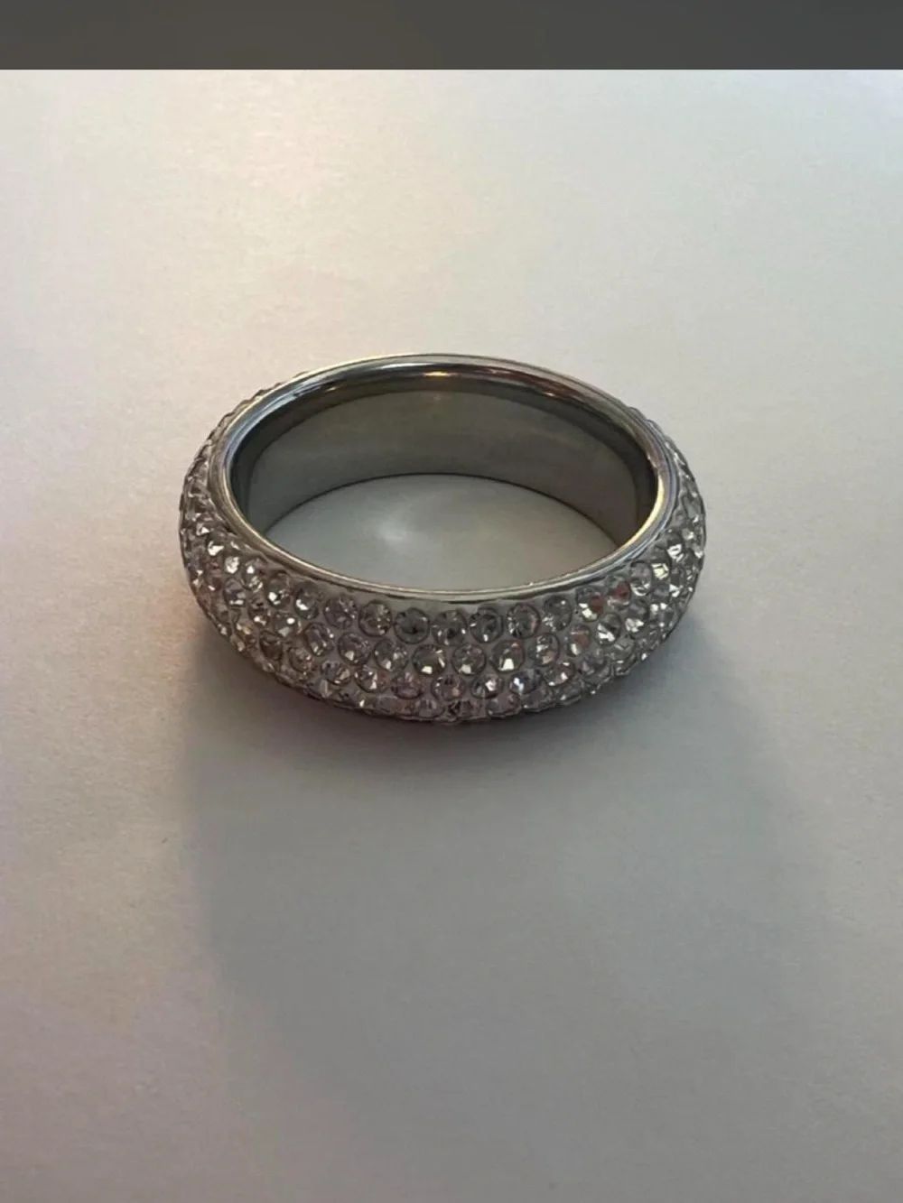 Titanium Pavé Crystal Ring Size 13 Wide Band Rhinestone Statement Ring